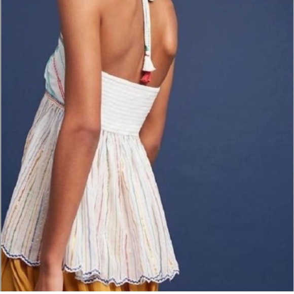 NWT Anthropologie Floreats Itzel Embroidered Crochet Spaghetti Strap Halter Top - Picture 2 of 10